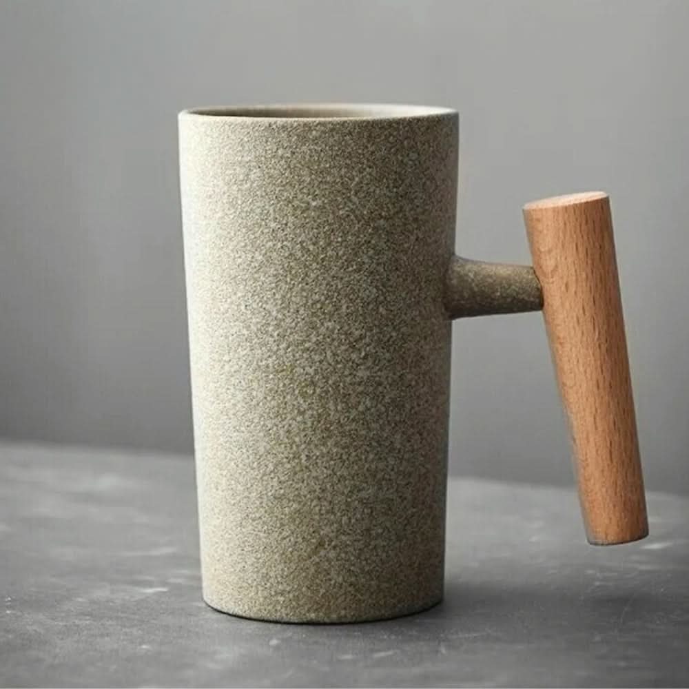 Kalsten | BREWCRAFT MUG – Handmade ceramic mug with wooden handle for stylish coffee enjoyment