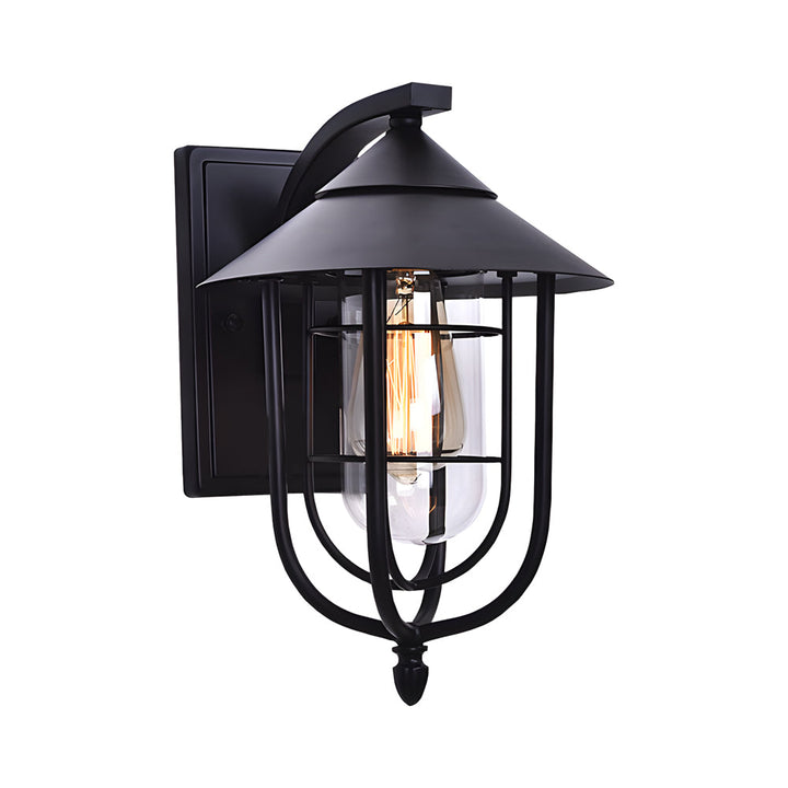 Waterproof Retro Iron Glass Motion Sensor Black Modern Outdoor Wall Lights | Kalsten
