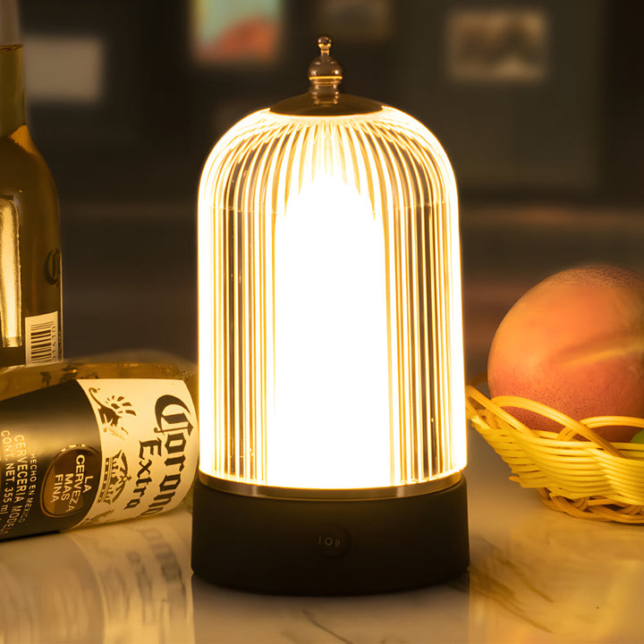 Ribbed Glass Table Lamp Lantern Ambient LED Beside Nights | Kalsten