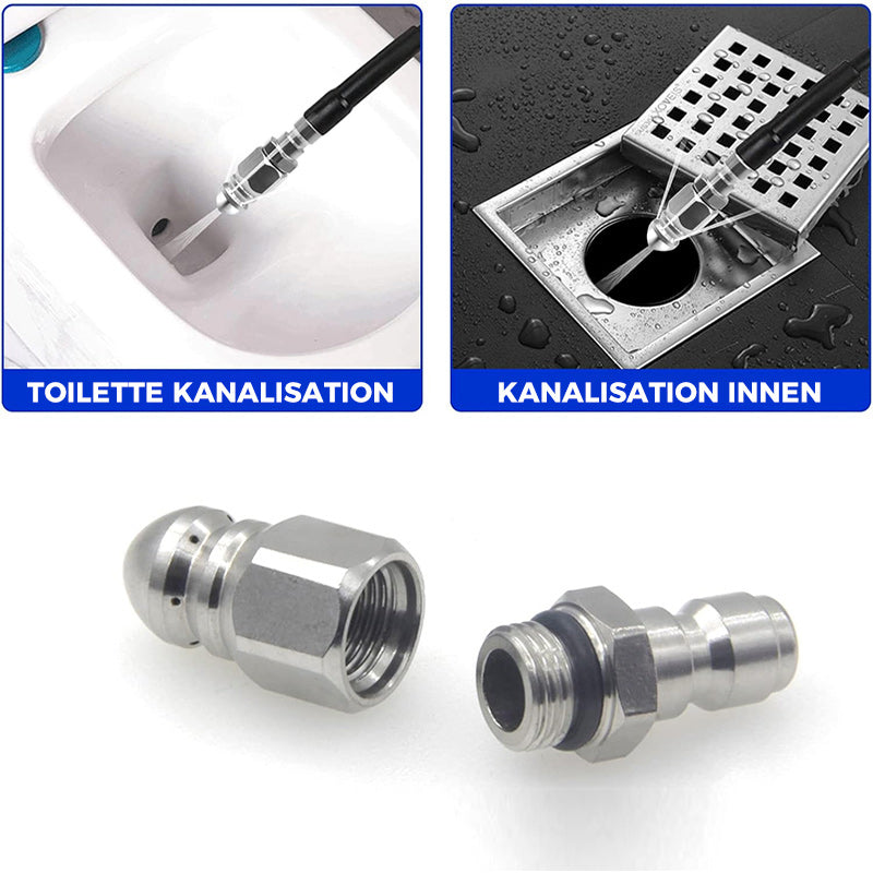 High pressure nozzle made of stainless steel for unclogging wastewater pipes | Kalsten