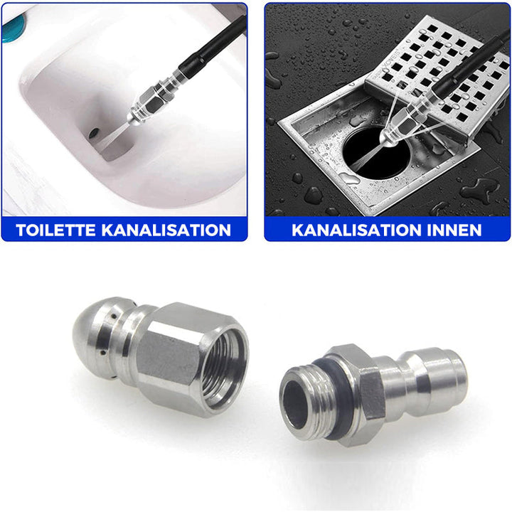 High pressure nozzle made of stainless steel for unclogging wastewater pipes | Kalsten