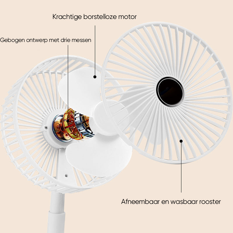Portable rechargeable telescopic table fan with silent design and height-adjustable | Karnz