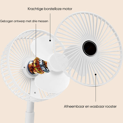 Portable rechargeable telescopic table fan with silent design and height-adjustable | Karnz