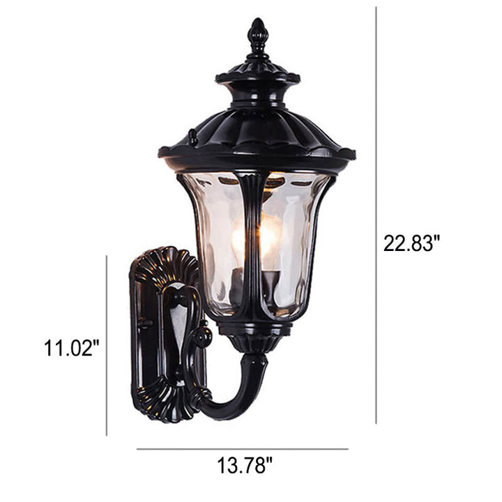 European Retro Waterproof Stone Pattern Glass Lampshade 1-Light Outdoor Wall Sconce Lamp | Kalsten