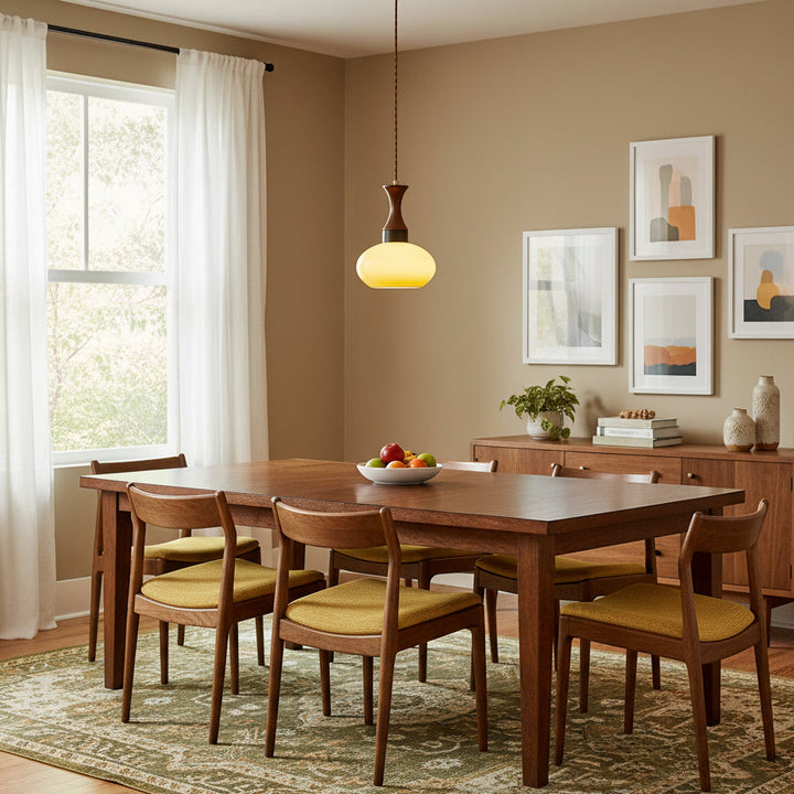 Pendant Light Glass 7 in Brown Dining Room Kitchen Island Ceiling Lamp Adjustable Height | Kalsten