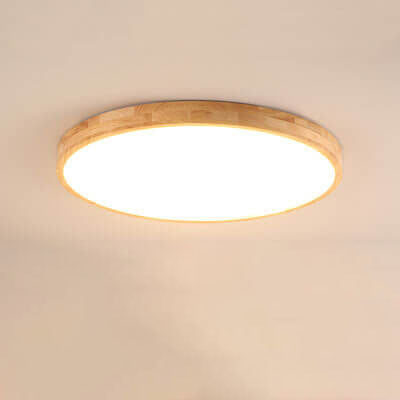 Flush Mount Ceiling Light Wood 23.6 in 48W Beige Living Room Bedroom Adjustable LED Modern Lighting | Kalsten