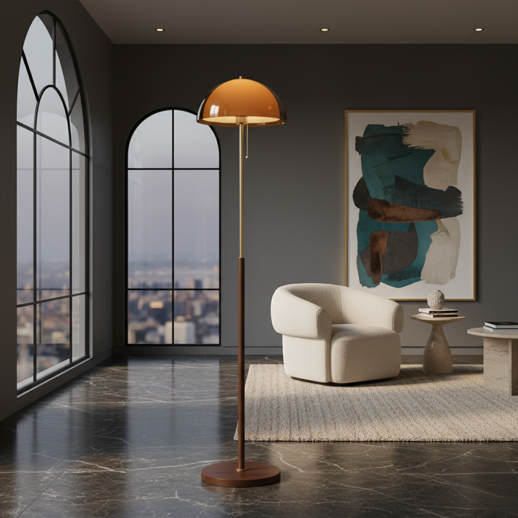 Rustina Retro Amber Acrylic Dome Floor Lamp