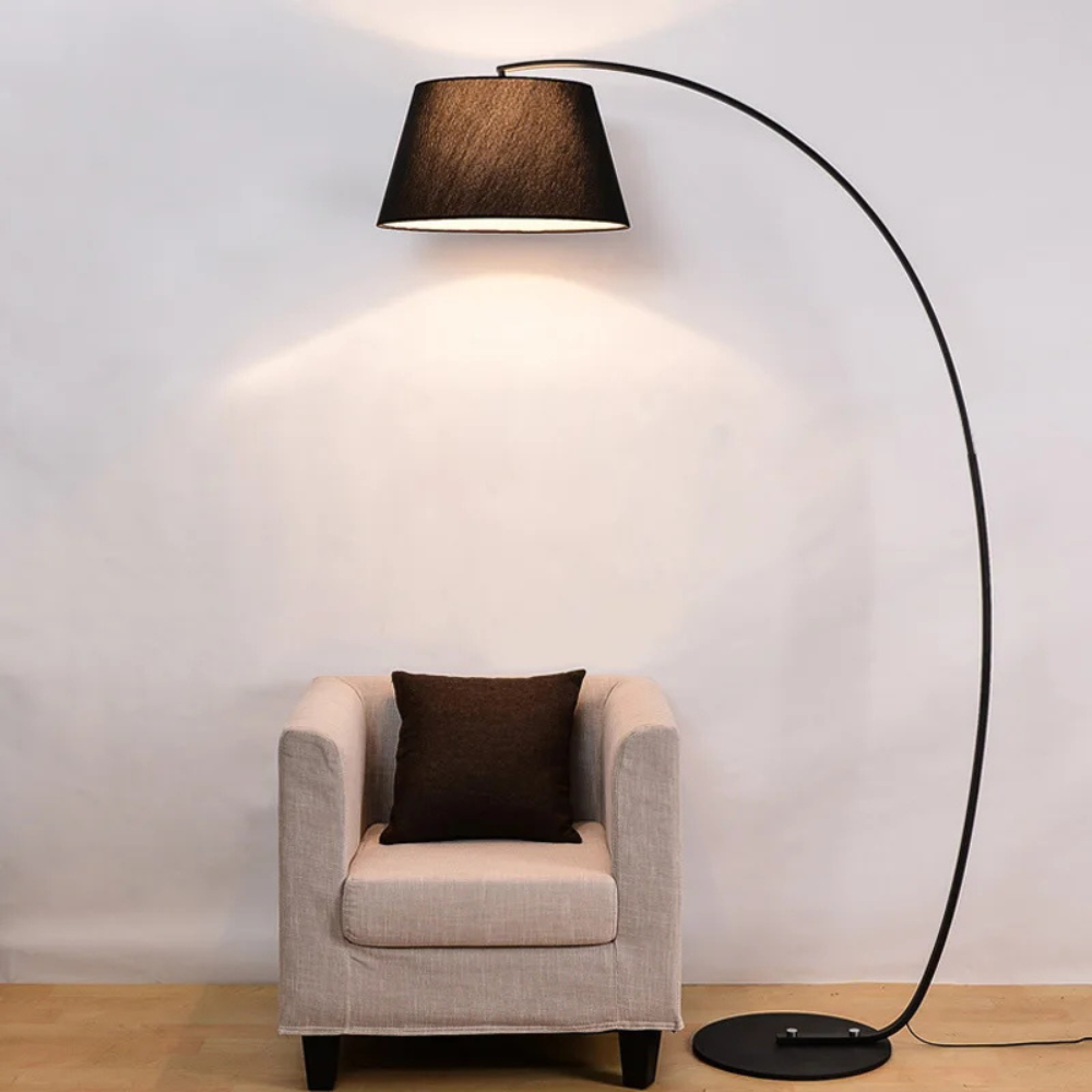 ArcoLuxe Fabric-Shade Arc Floor Lamp