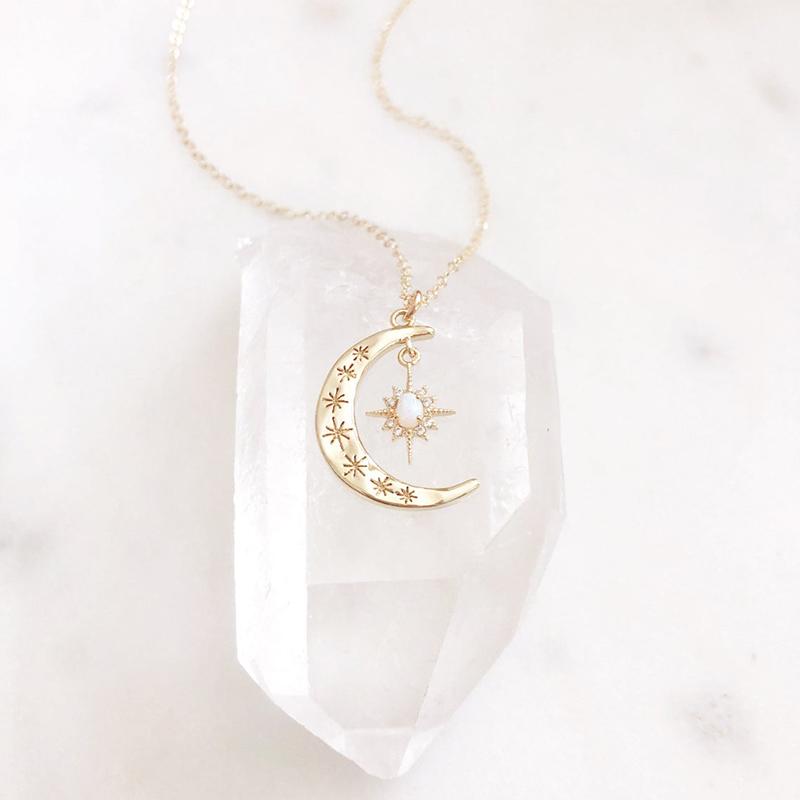 Moon & Sun Croissant Necklace | Kalsten