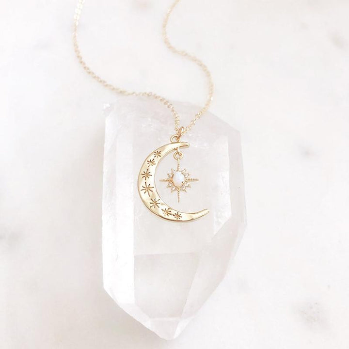 Moon & Sun Croissant Necklace | Kalsten