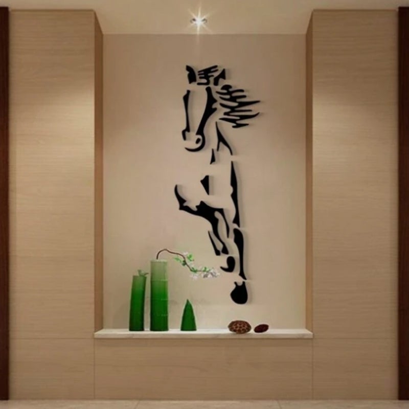 Kalsten | Galloping Horse Wall Decoration, 3D Acrylic Modern Mirror Horse Wall Sticker