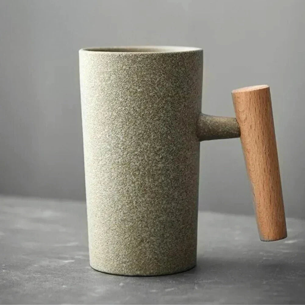 ScandiSip Ceramic Mug – Minimalist Scandinavian Design with Wooden Handle | Kalsten