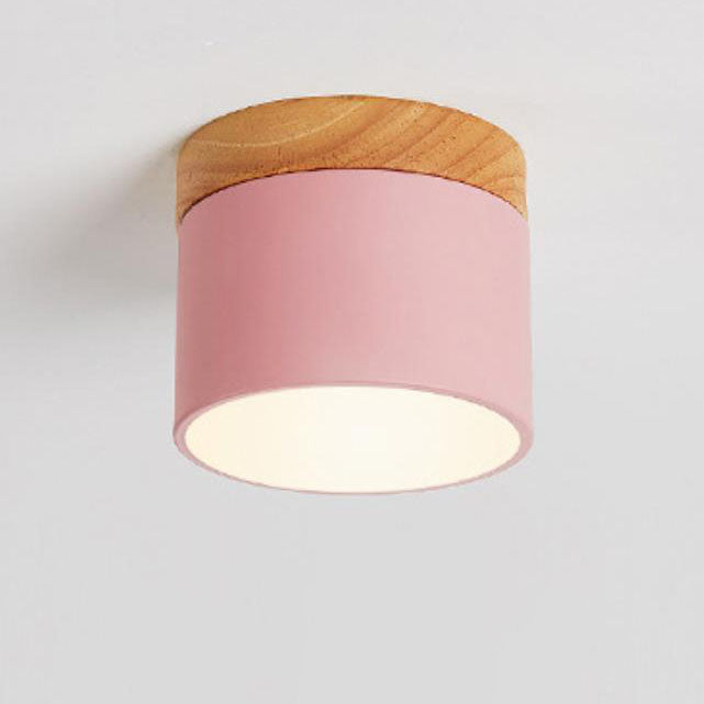 Flush Mount Ceiling Light Iron Solid Wood PVC 3.94 in Modern Hallway Living Room Bedroom 7W 700lm LED Adjustable Color Temperature White Black Pink Blue Green Gray Gold | Kalsten