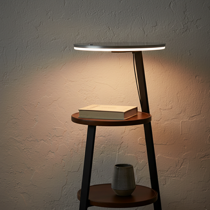 Floor Lamp with Wireless-Charging Side Table
