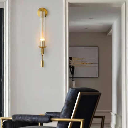 Clarion Fluted Glass & Iron Wall Sconce