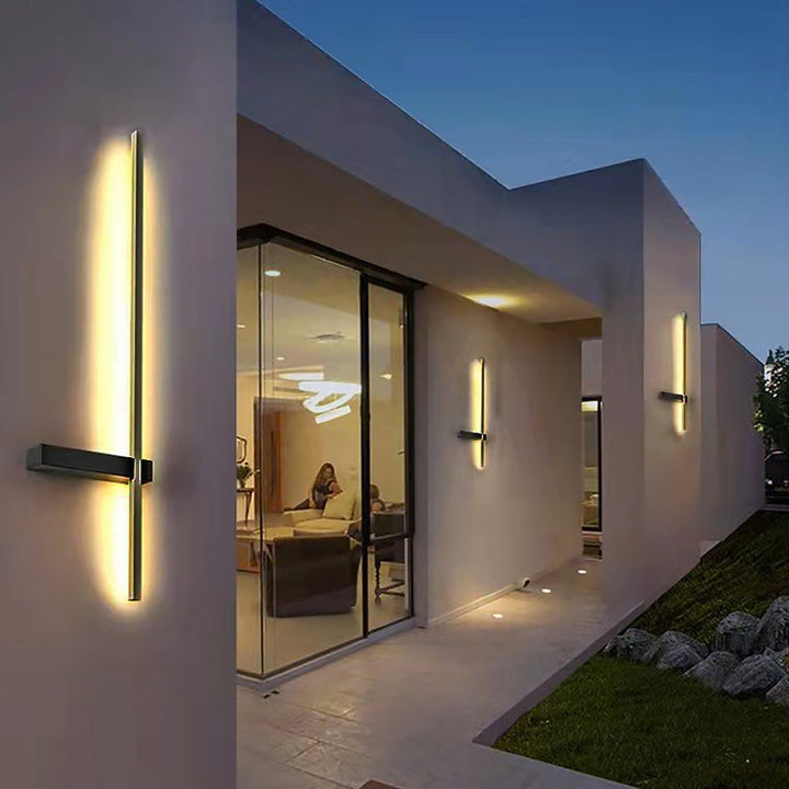 Interlaced Line Strips Waterproof Led Black Modern Outdoor Wall Lights | Kalsten