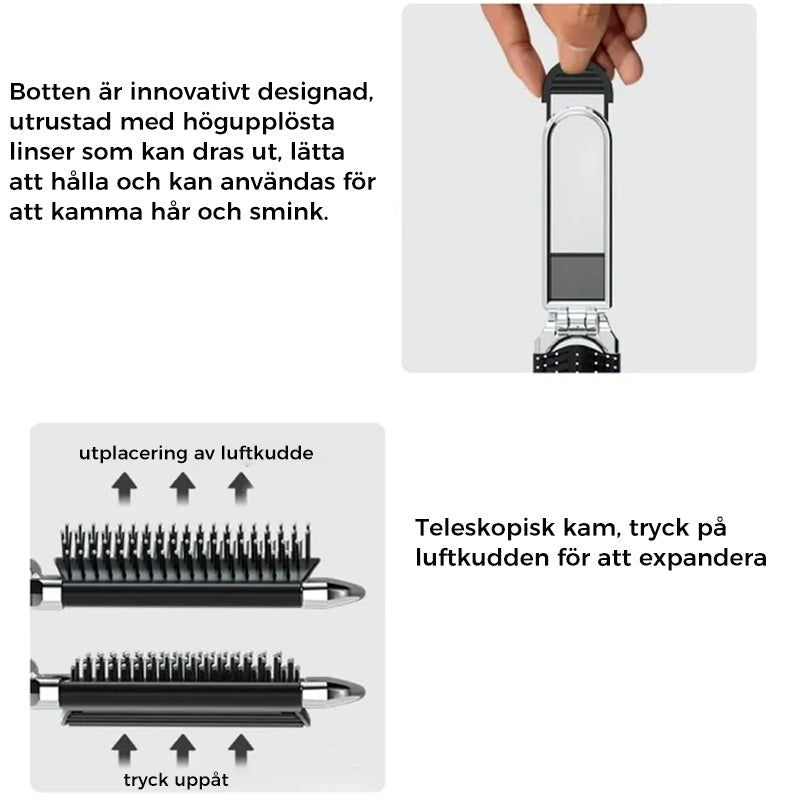 Kalsten | MirrorFlex Travel Mirror Hair Brush | Foldable & Compact | Practical Styling on the Go