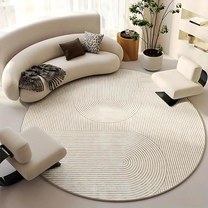 Round rug in Scandinavian design – Modern anti-slip rug for living room & bedroom | Kalsten