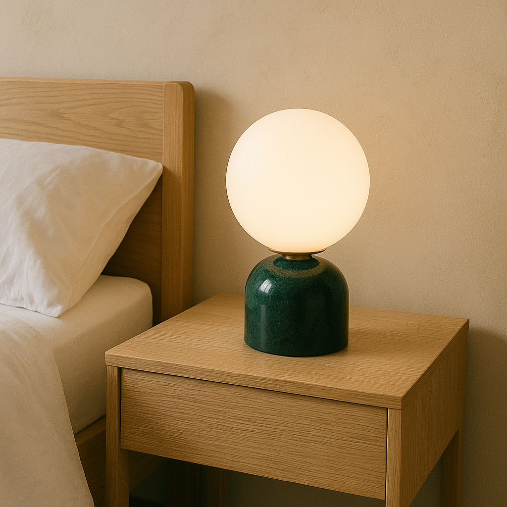 Marnor | Marble Table Lamp with Glass Shade – Scandinavian Minimalist Design | Kalsten