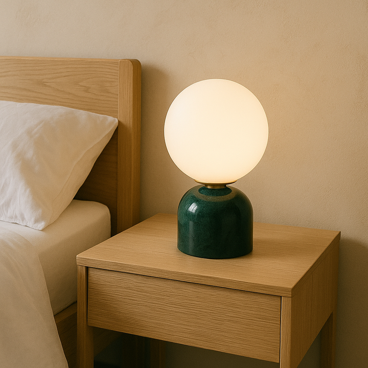 Marnor | Marble Table Lamp with Glass Shade – Scandinavian Minimalist Design | Kalsten