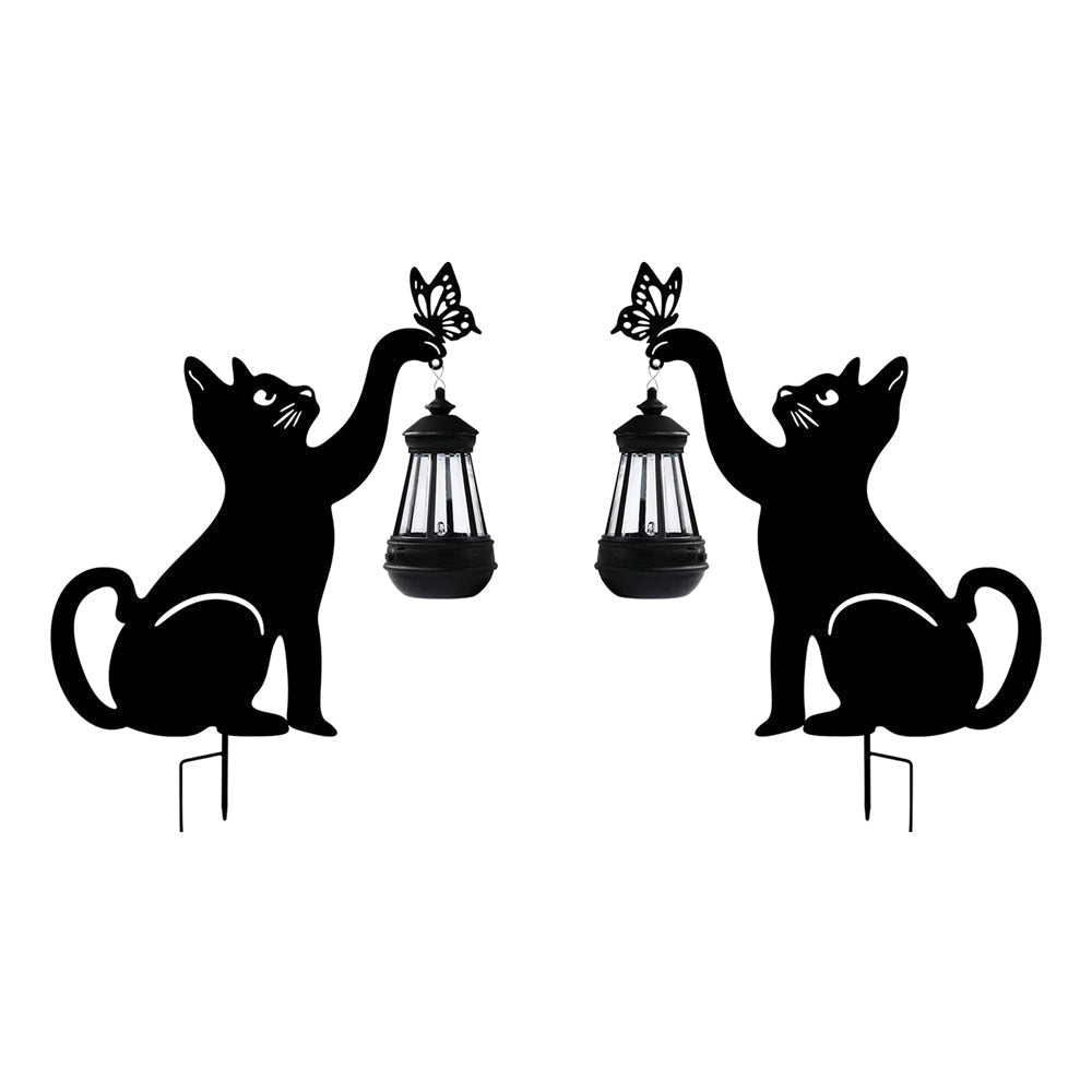 Iron Silhouette Cat Waterproof Intelligent LED Black Hanging Solar Lights | Kalsten