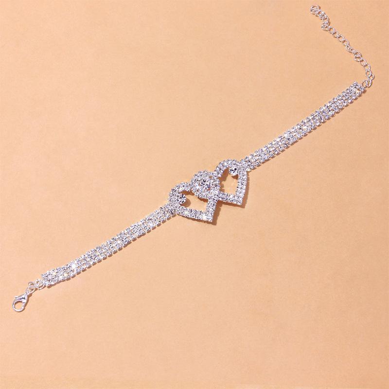 Rhinestone Heart Anklet
