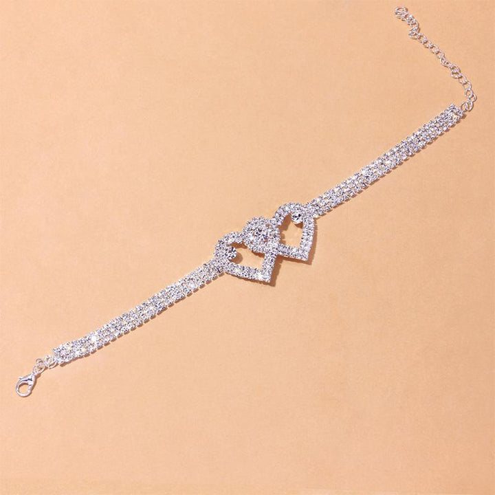 Rhinestone Heart Anklet