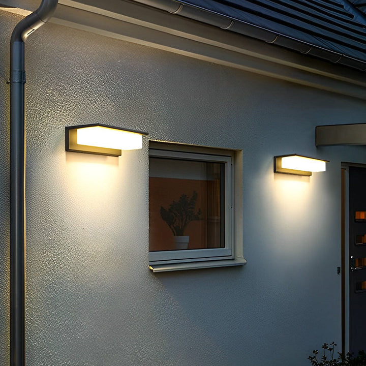 Minimalist Rectangular Waterproof LED Modern Solar Wall Lamp Exterior Lights | Kalsten