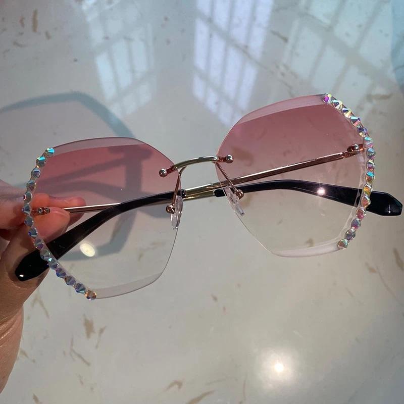 Rimless Sunglasses with Crystal | Kalsten