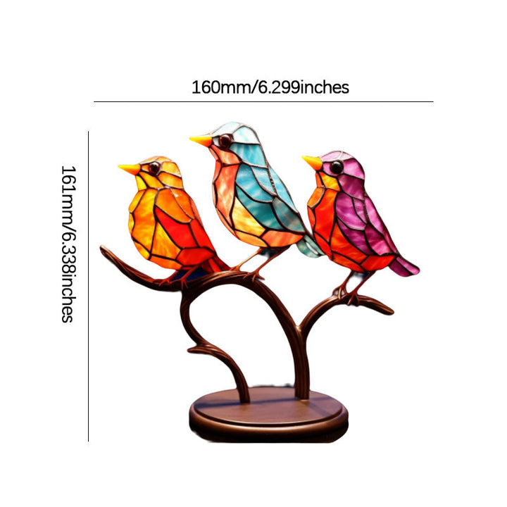 Kalsten |Bird on Branch Metal Painted Desktop Ornament