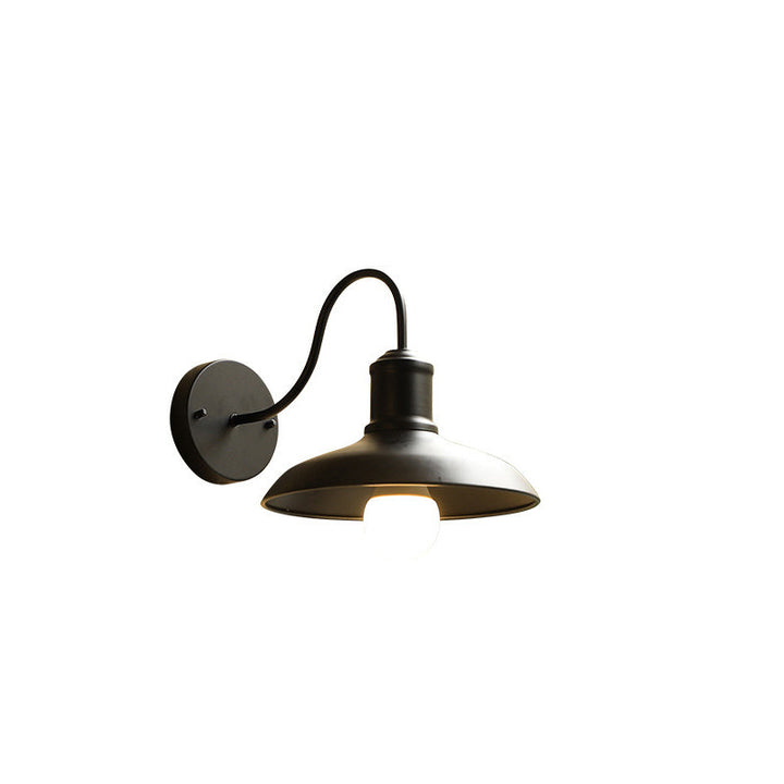 Retro Loft Dome Iron Outdoor Waterproof 1-Light Bent Arm Wall Sconce Lamp | Kalsten
