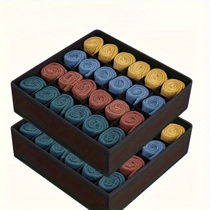 BowLift | FoldBox - 2-Pack Collapsible Storage Bins with 24 Compartments