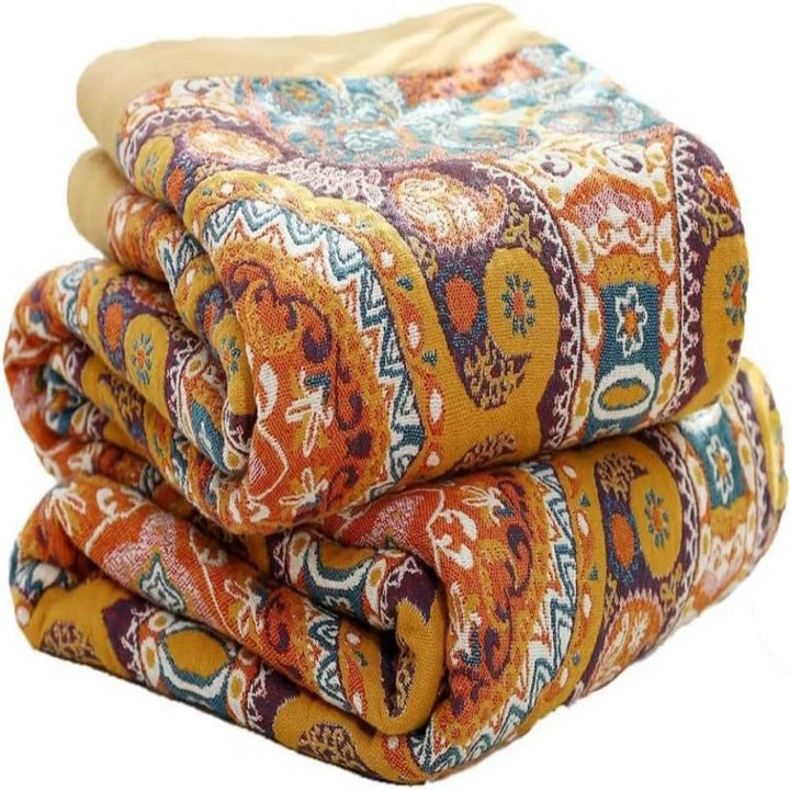 Sunrise Boho Reversible Blanket, 100% Cotton Cooling Quilt | Kalsten