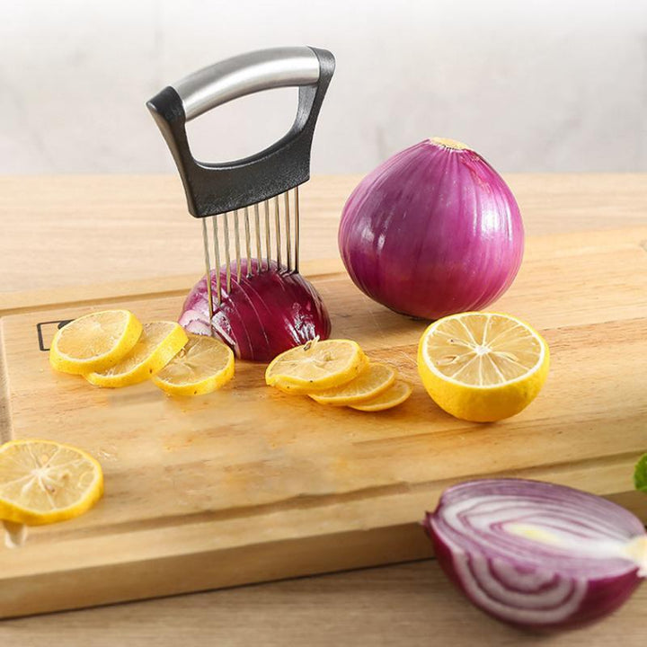Stainless Steel Onion Cutter Holder, Food Slicers Assistant Tomato Slicer Holder | Kalsten