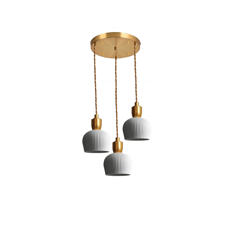 Retro Pleated Ceramic Brass Cocoon Pendant Lamp | Kalsten