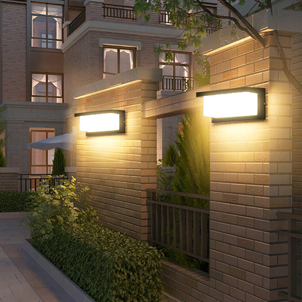 Rectangle Waterproof Light Control Induction Black Modern Solar Sconces | Kalsten