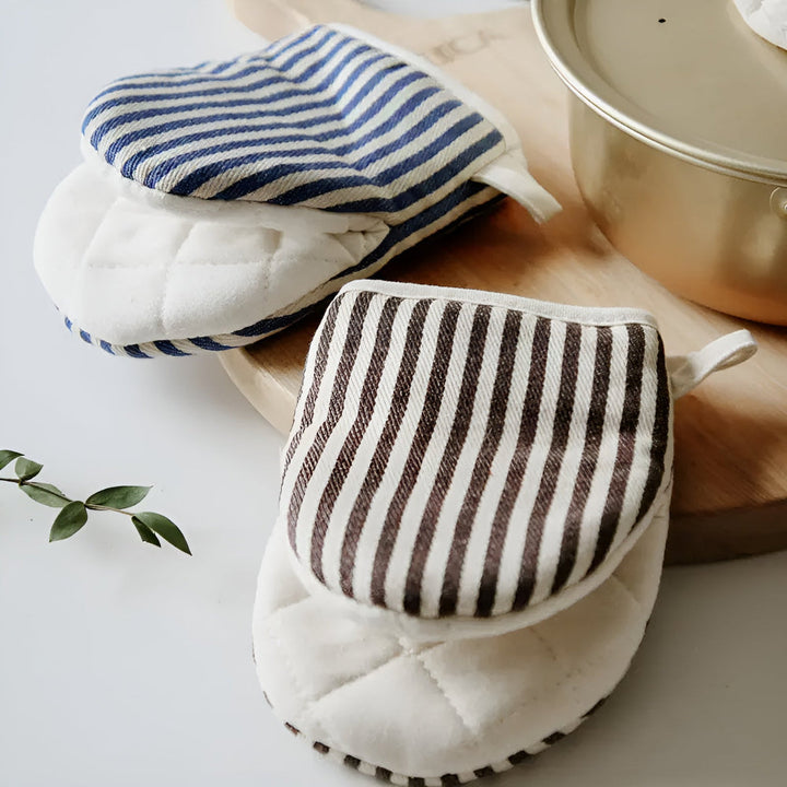 Striped Heat-Resistant Kitchen Oven Gloves