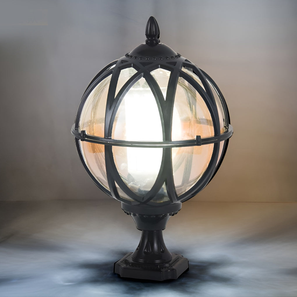 Round Glass E27 Waterproof European Style Outdoor Post Caps Lights | Kalsten