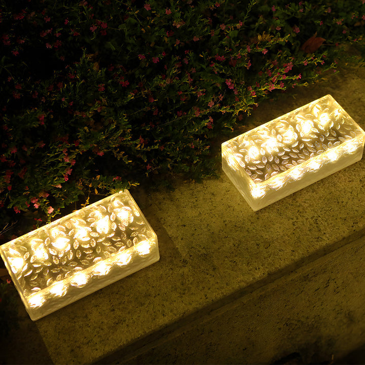 2Pcs Solar LED 10 Hours Max Brick Lights for Modern Outdoor Step Deck Ambiance - Rectangular | Kalsten