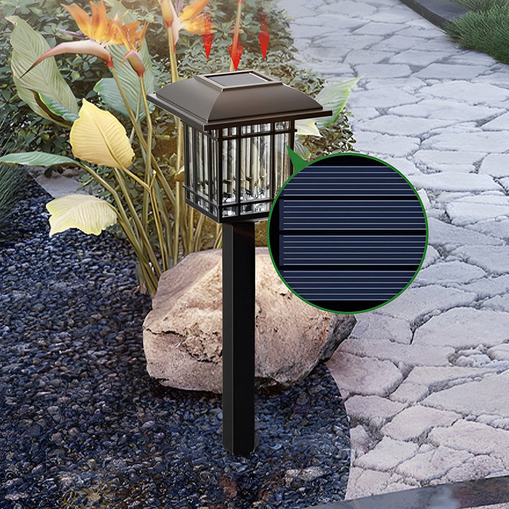 2PCS Vintage Square Waterproof LED Black Modern Solar Lawn Lights | Kalsten