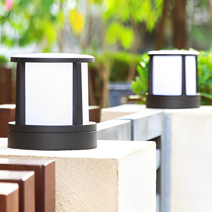 Cylindrical Aluminum LED Waterproof Black Outdoor Fence Post Lights | Kalsten