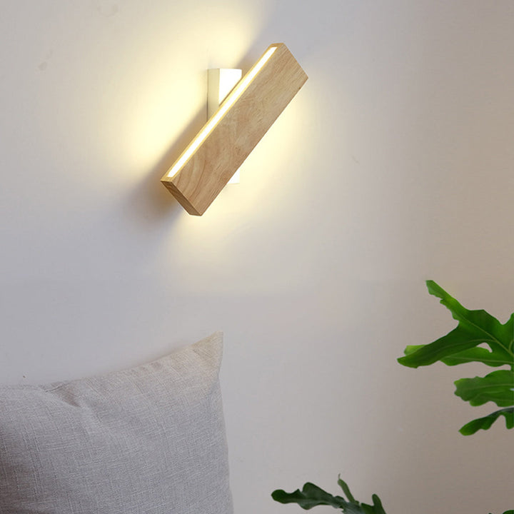 Rotatable Minimalist Rectangular Wood Led Wall Lamp Wall Lights Fixture | Kalsten