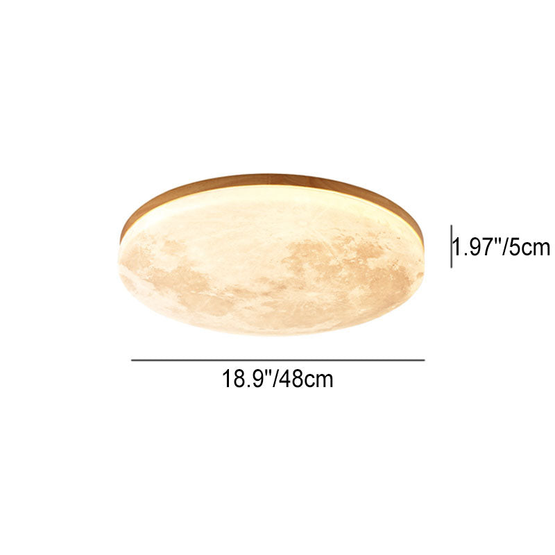 Flush Mount Ceiling Light Wood 14.96 in Modern Hallway Living Room Bedroom LED Fixture 24W 2400lm | Kalsten