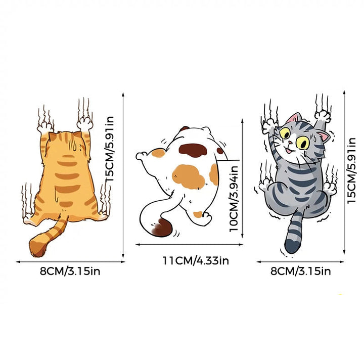 Cute Cat Cartoon Decal Car Stickers, 3 pcs | Kalsten
