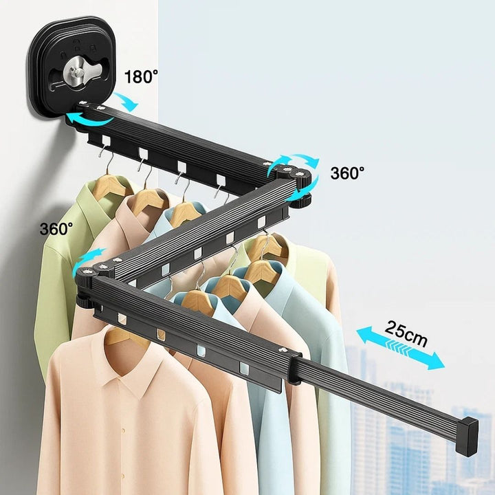 SpaceEase | Folding Clothes Hanger – Retractable Wall-Mounted Rack – Stainless Steel – Ideal for Small Spaces Kalsten