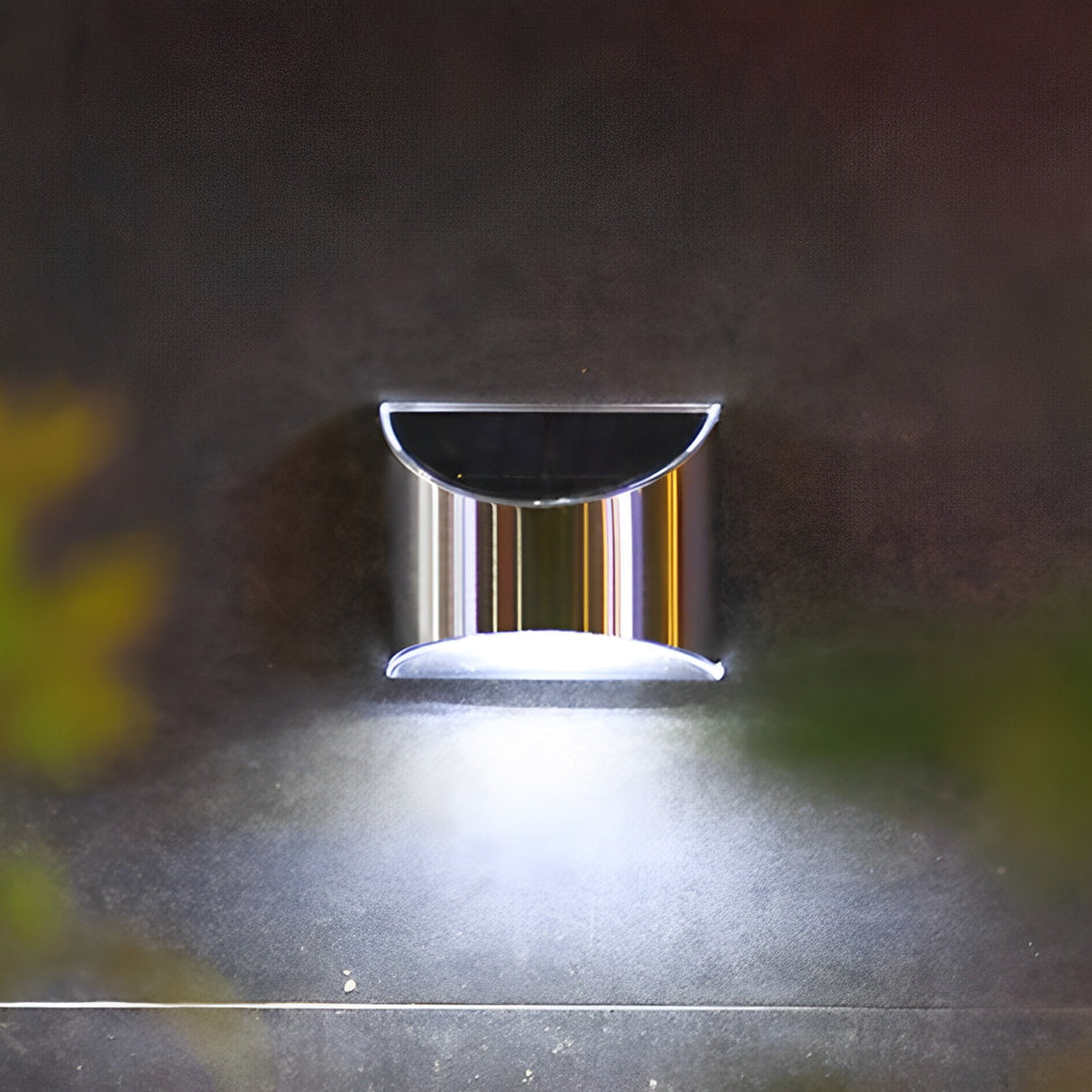 Stainless Steel Minimalist Waterproof Silver Modern Solar Wall Lamp | Kalsten