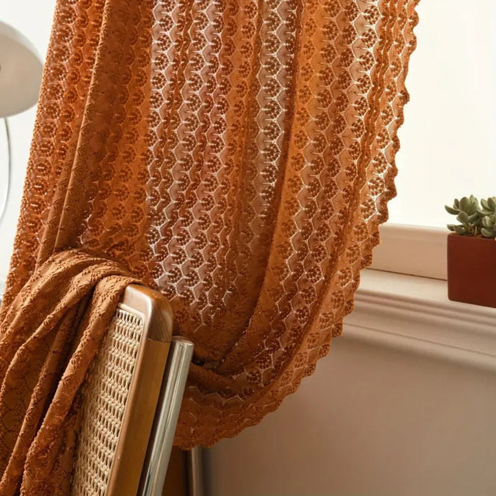 Kalsten | Amber Glow Boho Crochet Window Curtain Panel