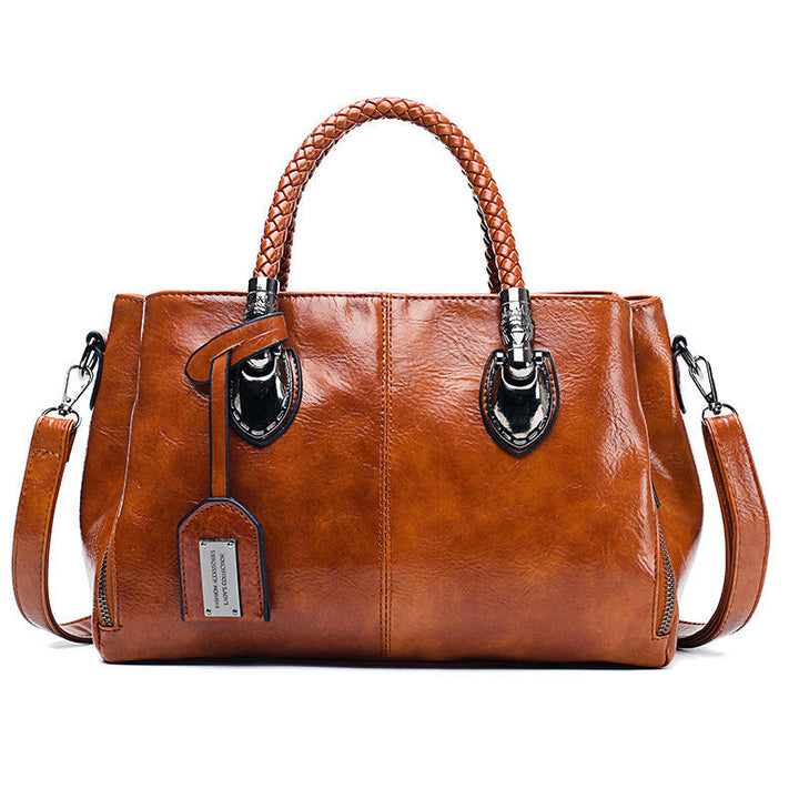 New handbags made of oil wax leather Boston, large tote bag made of soft leather | Kalsten