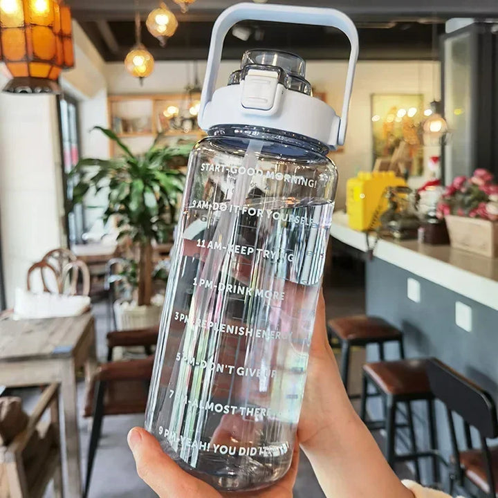 Kalsten | 2L Portable Sports Water Bottle with Straw and Time Markings