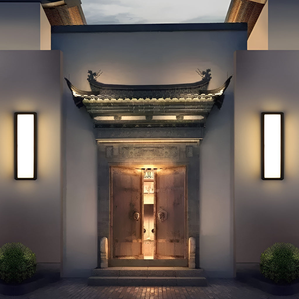 Rectangle LED Waterproof Motion Sensor Black Modern Wall Sconce Lighting | Kalsten